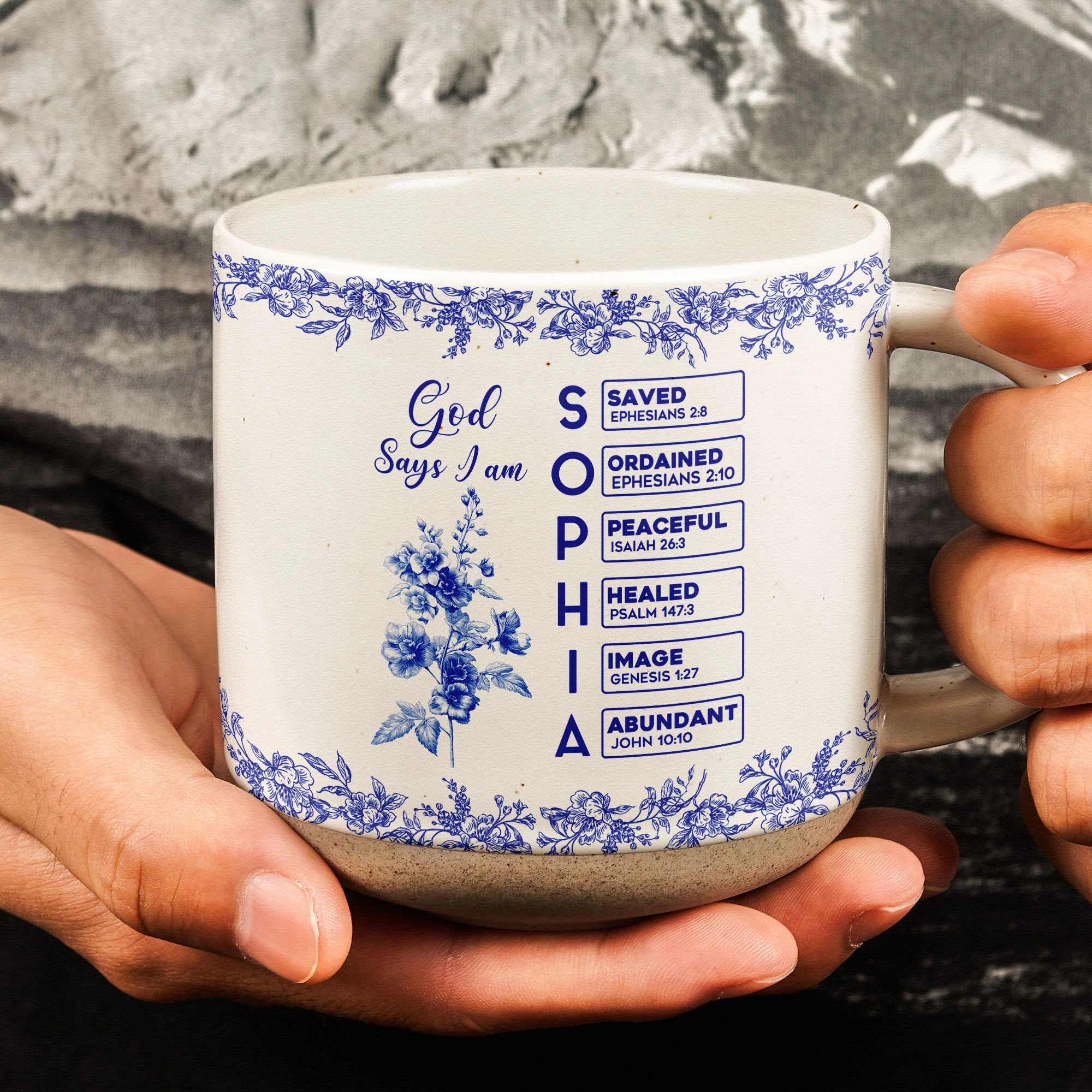 God Says I Am Name Letter In Bible Birth Flower Toile De Jouy Style ...