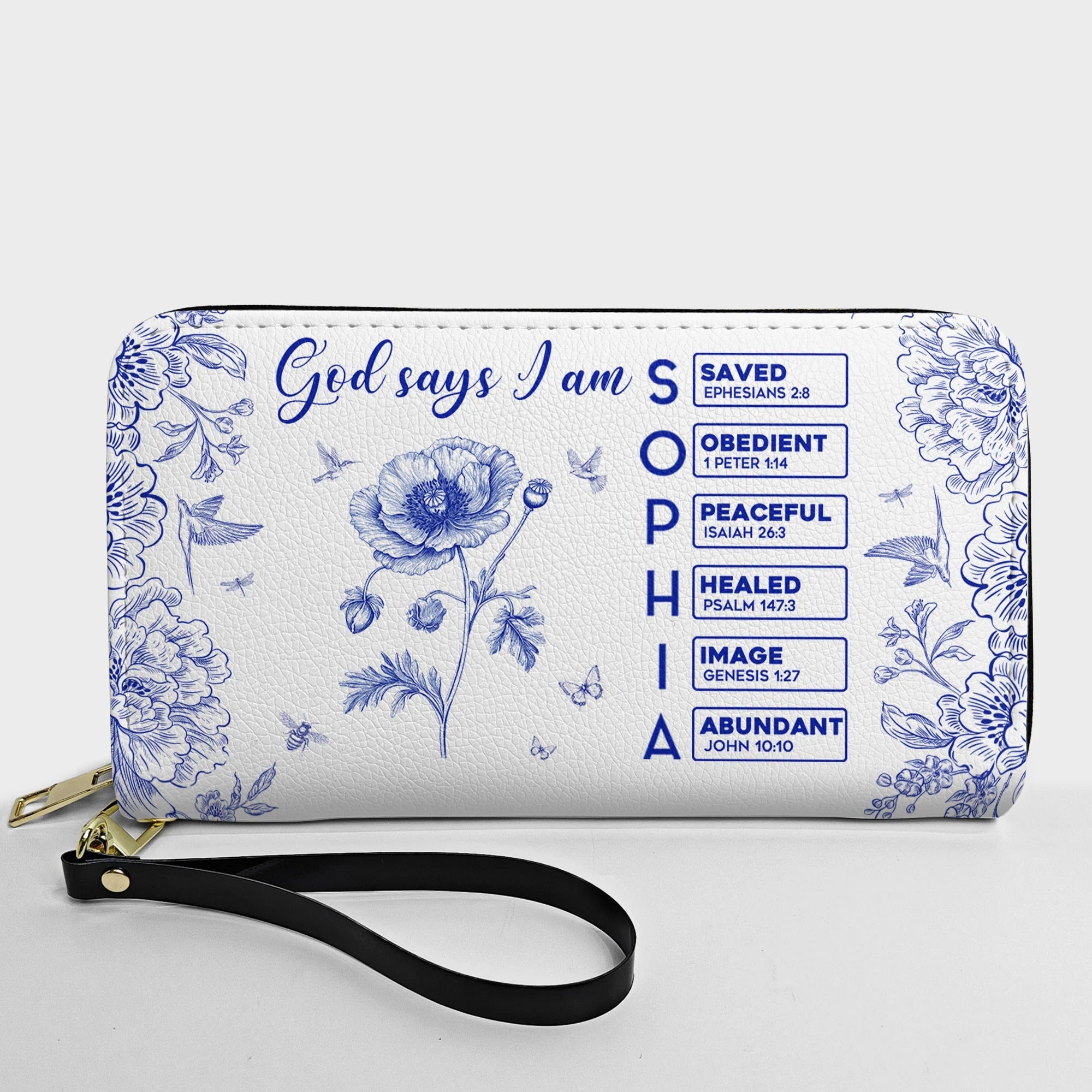 God Says I Am Name Letter In Bible Toile De Jouy Style - Personalized ...