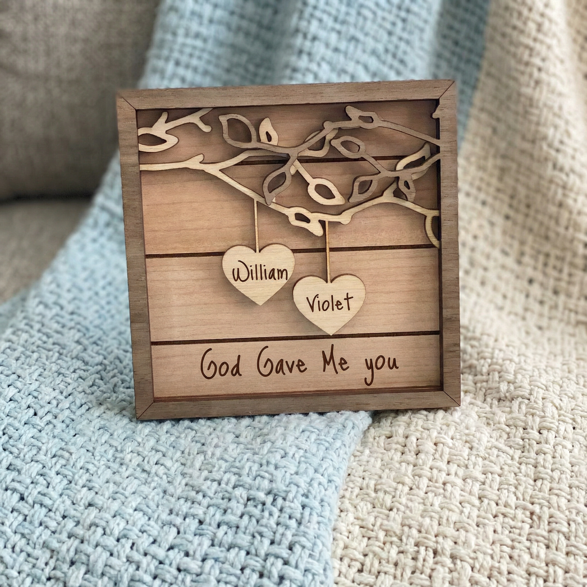Custom 3D Wooden Sign | Personalized Couple's Names | Anniversary & Valentine's Gift