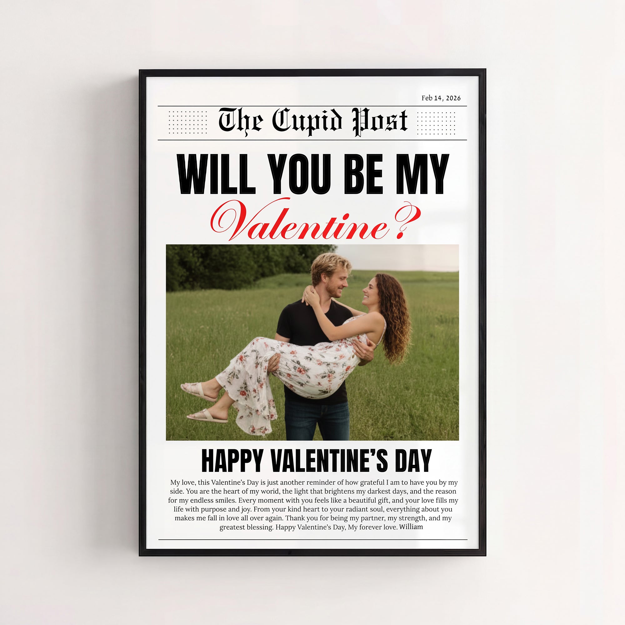 The Ultimate "Will You Be My Valentine?" Print — Personalized Vintage Poster Gift