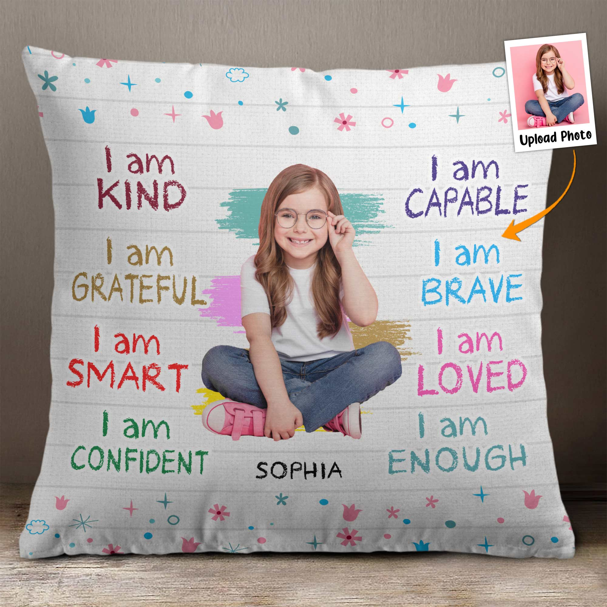 Custom Photo I Am Kind - Personalized Photo Pillow (Insert Included)