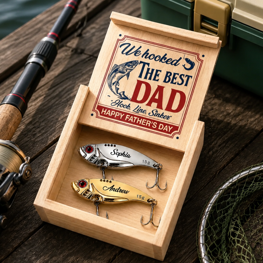 Personalized Fishing Lure - Hooked On Fishing Life Custom Gift for Fisherman Dad Grandpa