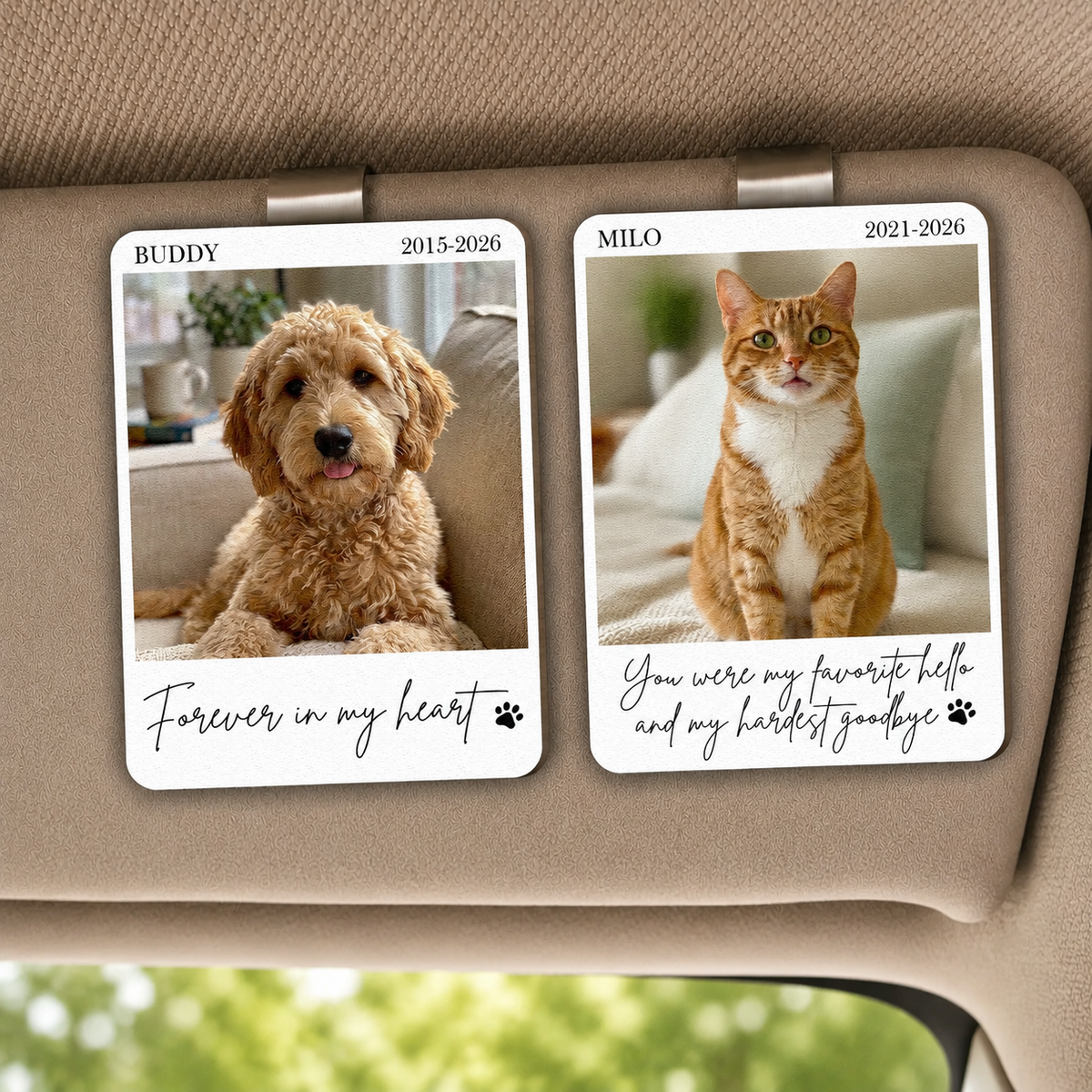 Personalized Pet Memorial Visor Clip - Forever In My Heart Custom Photo, Sympathy Gift for Loss of Dog Cat