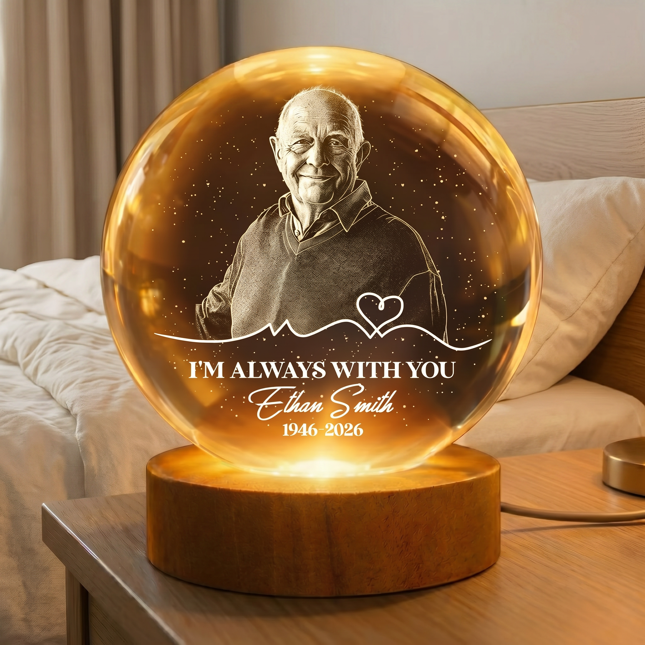 Custom Remembrance Night Light - I'm Always With You Memorial Gift, Bereavement Keepsake for Loved One