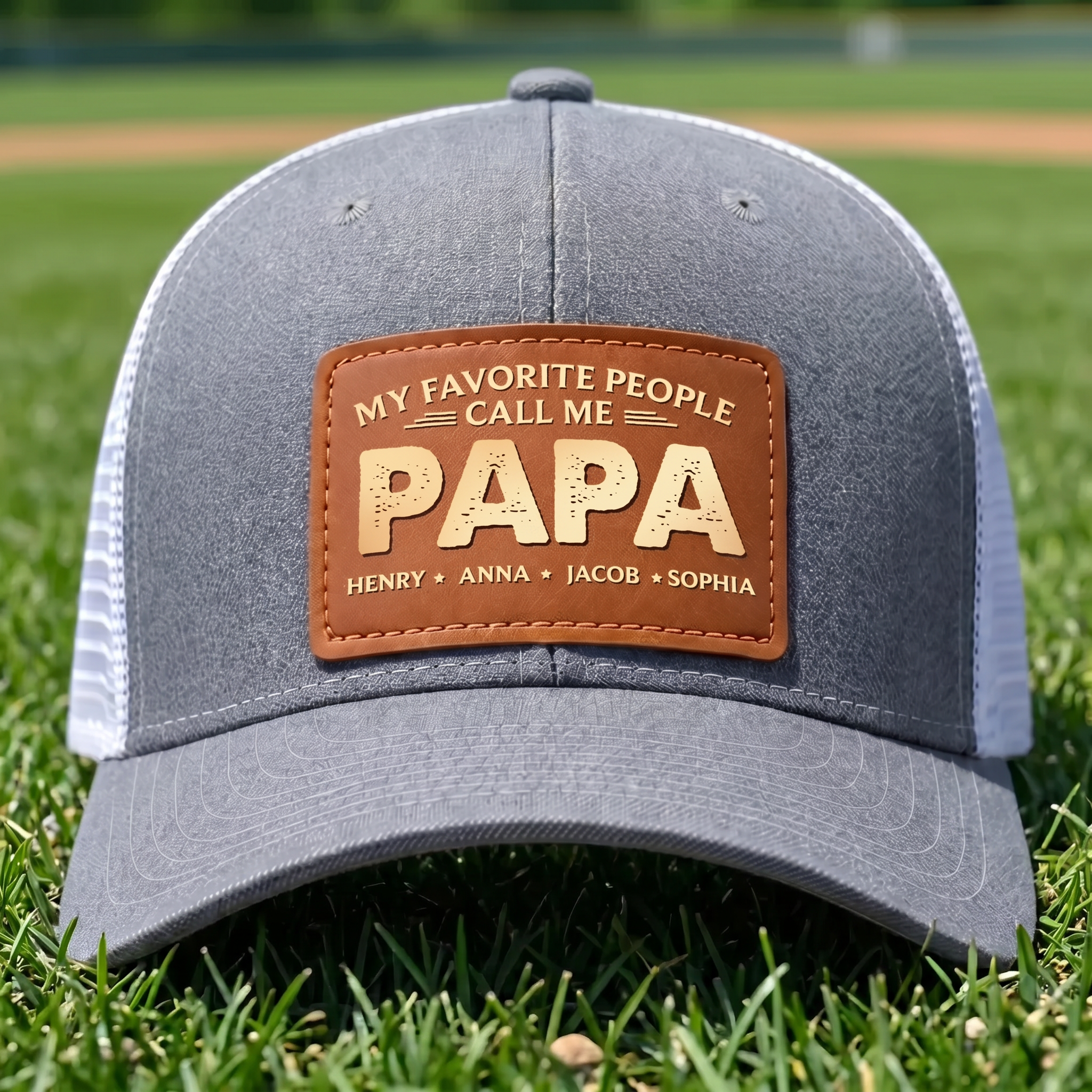 Personalized Leather Patch Hat - Legendary Grandpa Vibes, Custom Cap for Dad Grandpa, Father's Day Birthday Gift