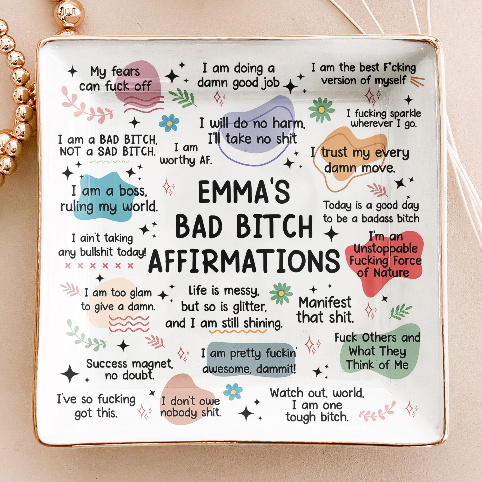 My Swear Affirmations - Gifts For Daughter, Friend, For Me Gift - Personalized Jewelry Dish