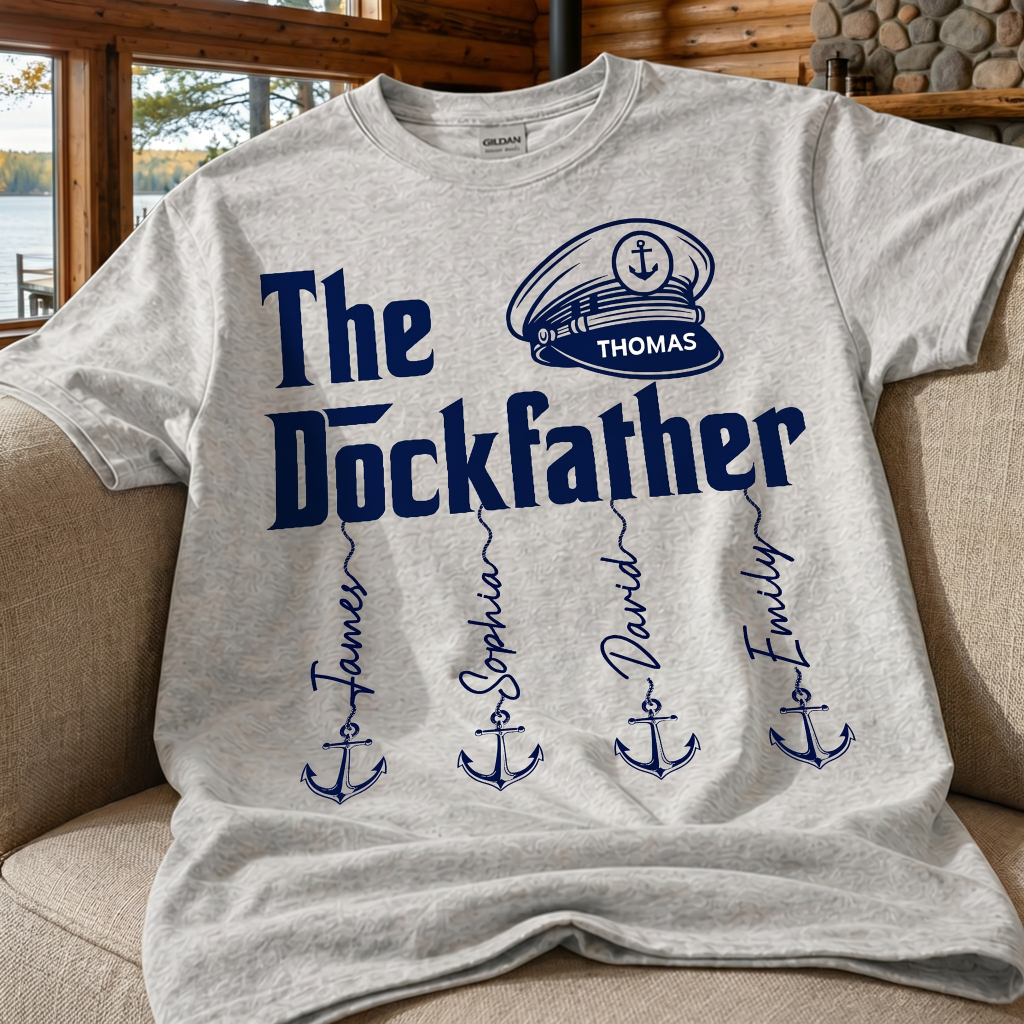 Personalized Lake Life Father's Day Shirt - The Dockfather Boat Captain Custom Kids Names, Gift for Husband Dad
