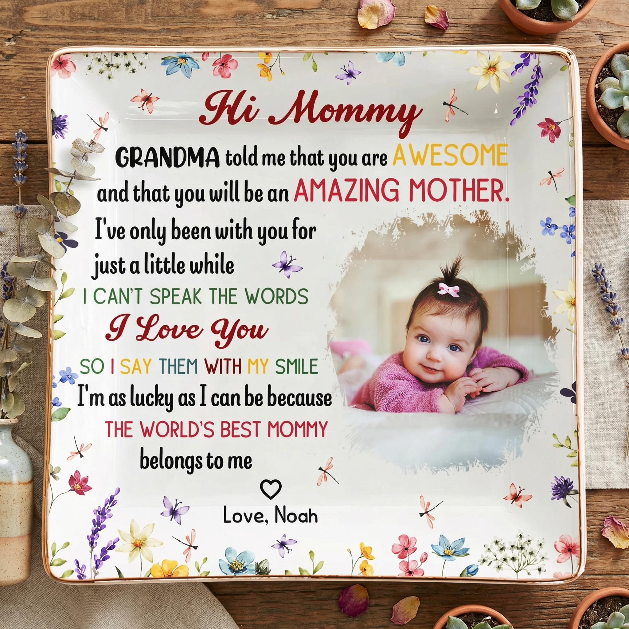 Personalized Photo Jewelry Dish - The Best Mommy Belongs To Me, First Mom New Mom Gift for Baby Shower