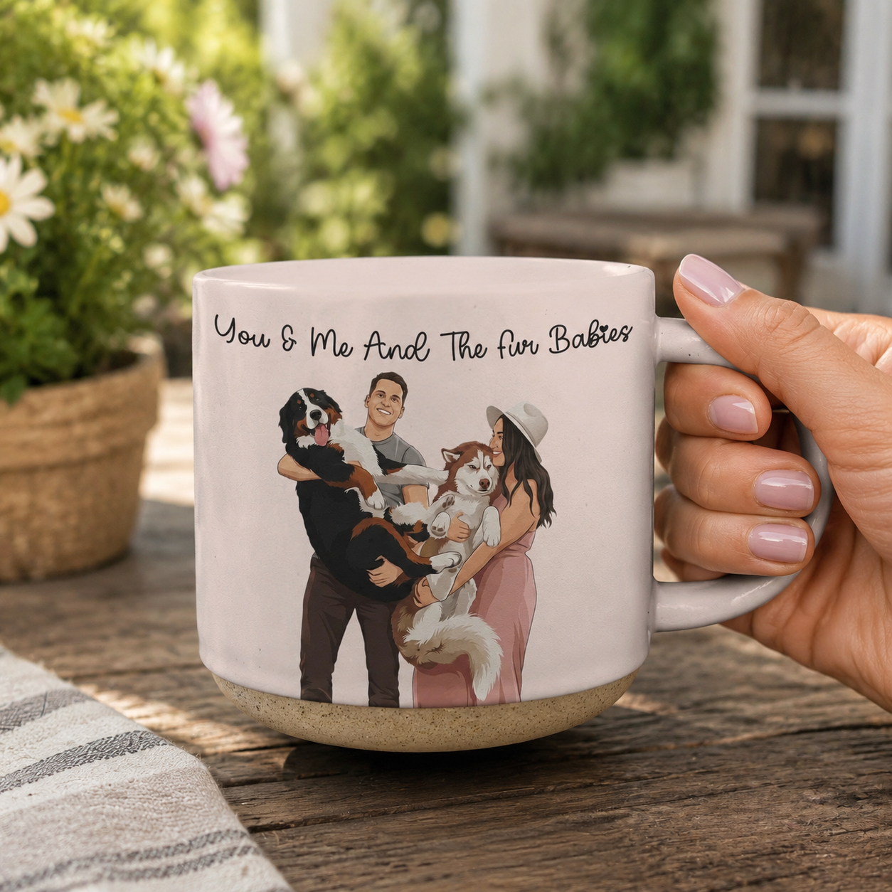 Personalized Couple Pet Mugs - Turn Your Photo Into Art, You & Me And The Dogs Cats, Custom Gift for Couples