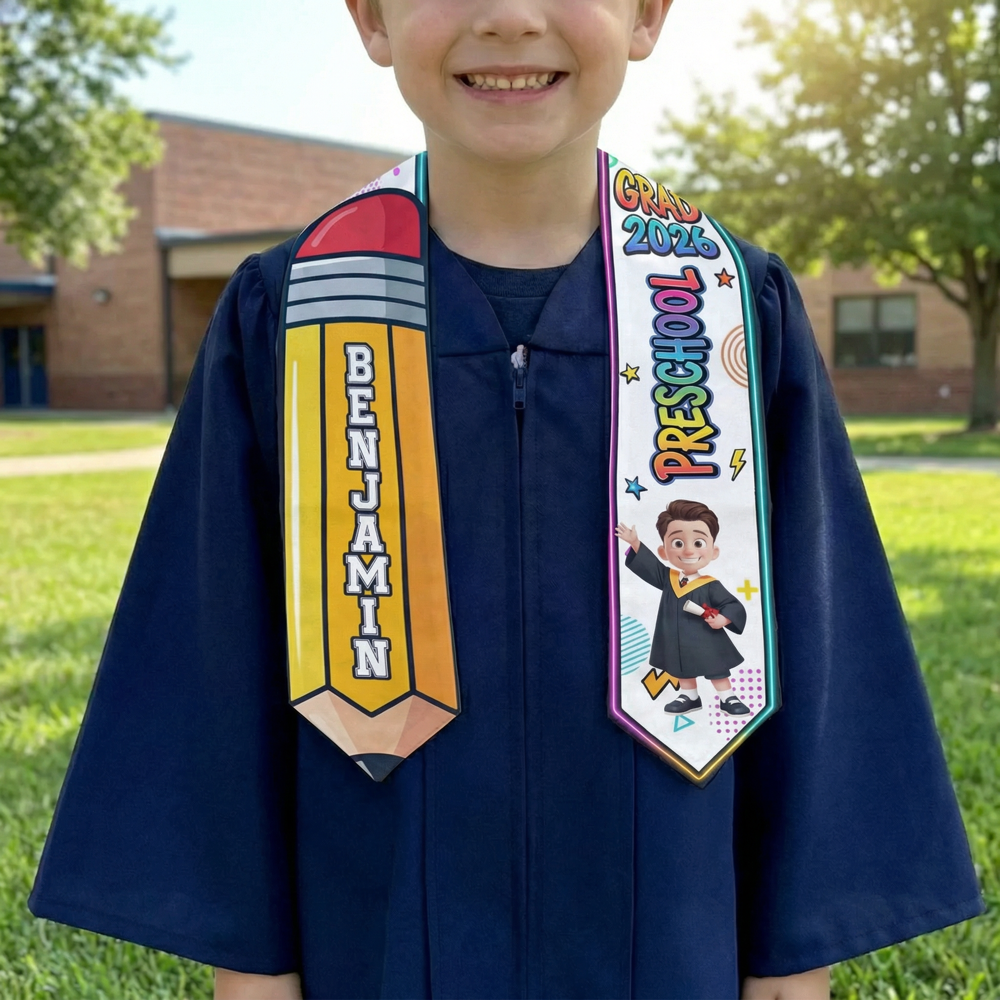 Personalized Graduation Stole for Preschool Kindergarten - Custom Name Sash for Kids Graduation