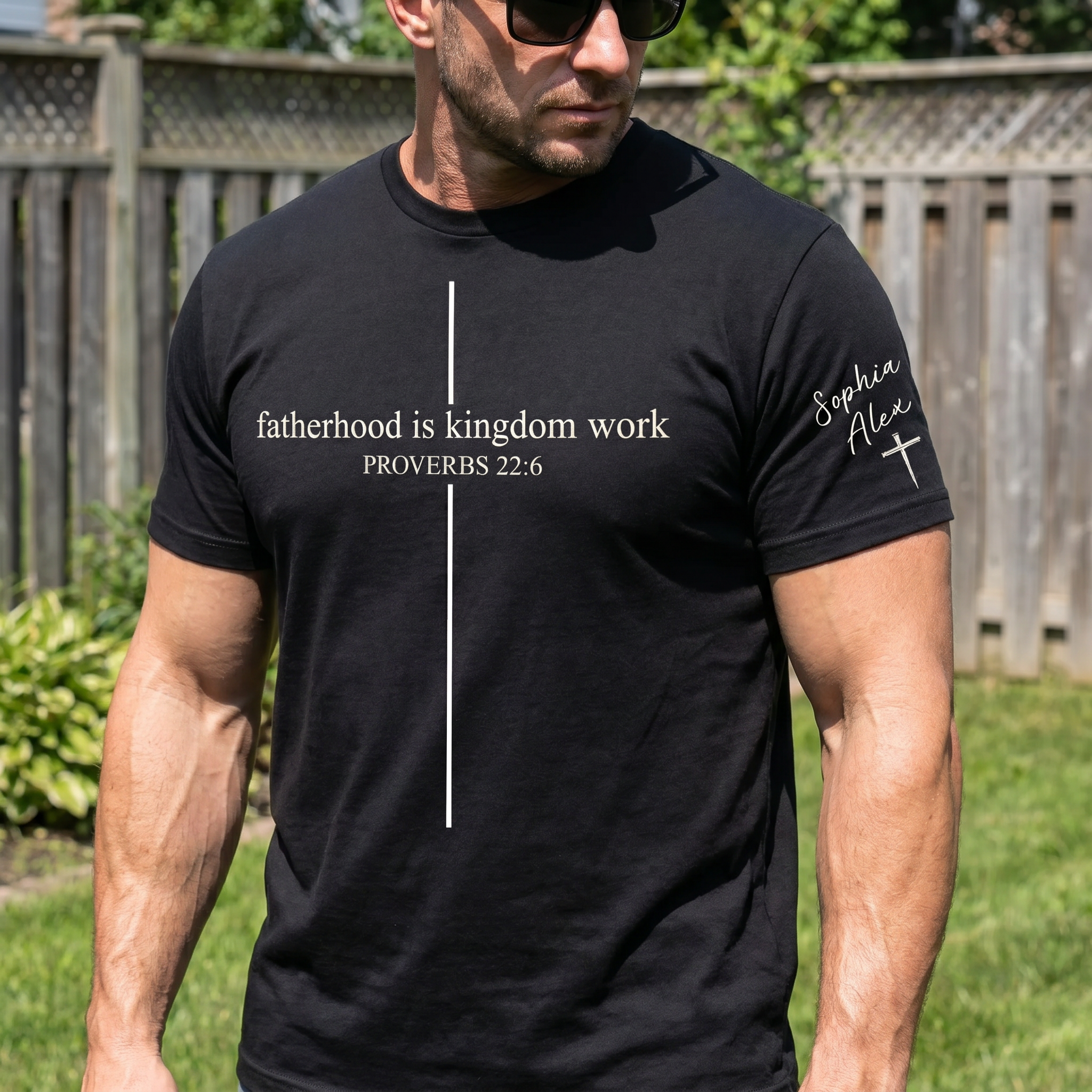 Personalized Father's Day Shirt - Fatherhood Is Kingdom Work, Custom Tee for Dad, Christian Gift