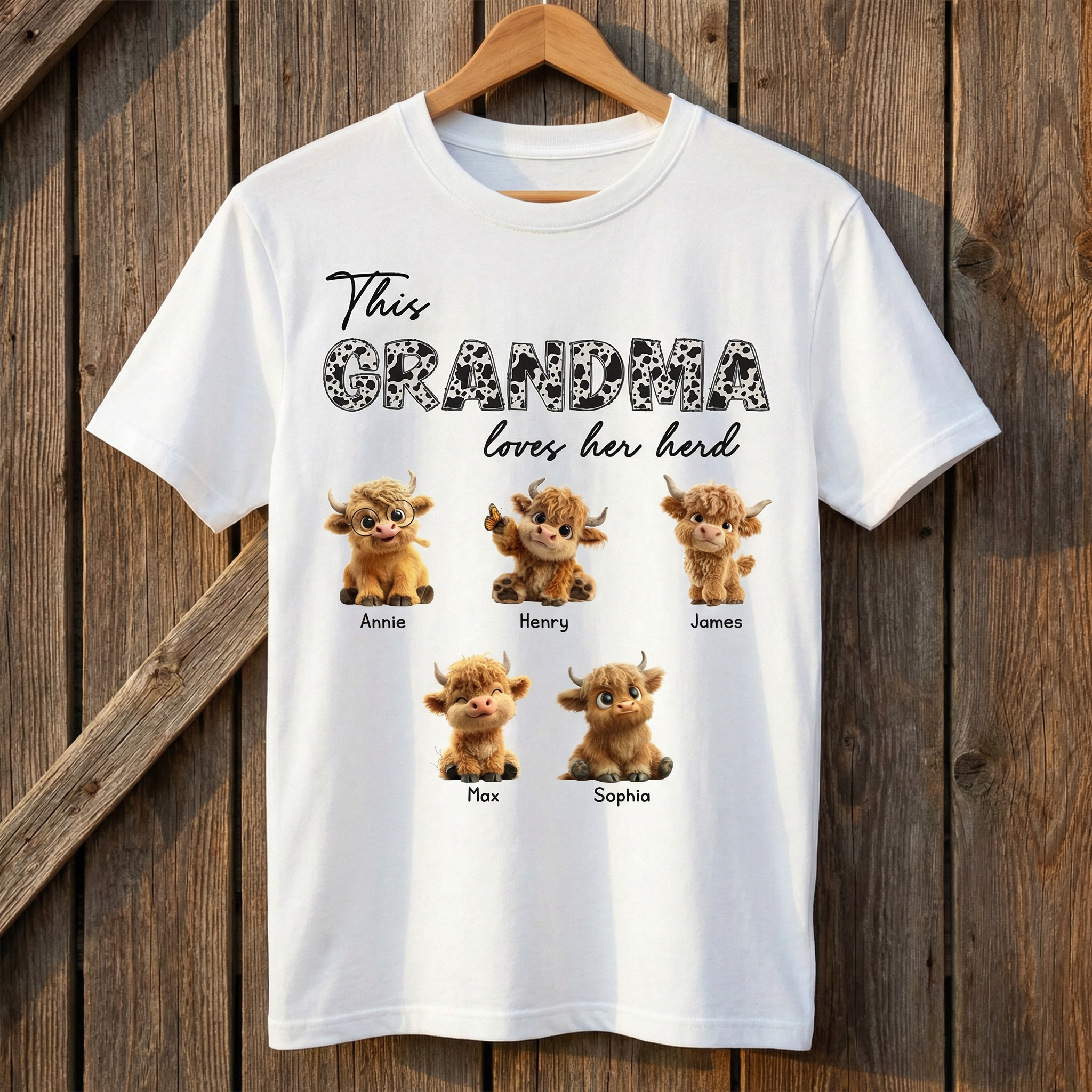 Custom Grandma Shirt - This Grandma Loves Her Herd, Personalized Tee for Grandma from Grandkids
