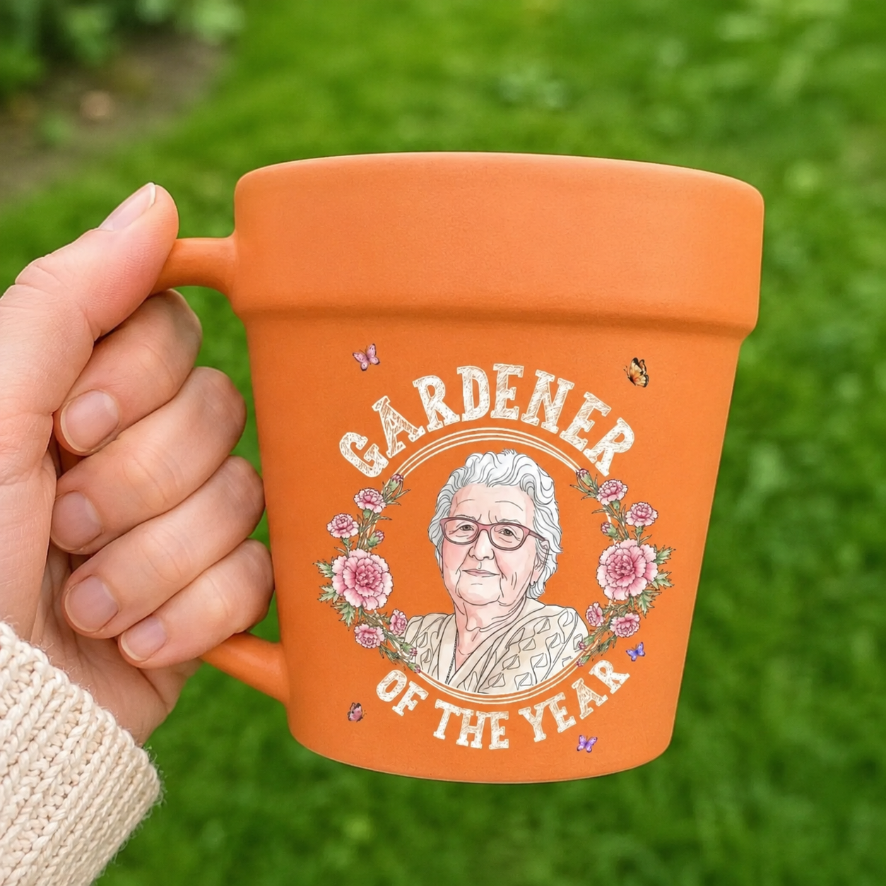 Personalized Gardeners Mug - My Morning Garden Escape, Custom Photo Ceramic Plant Pot Mug, Birthday Gift