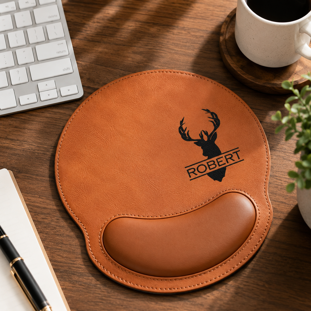 Personalized Vintage Monogram Mouse Pad - Custom Office Gift for Teacher Coworker Boss Him