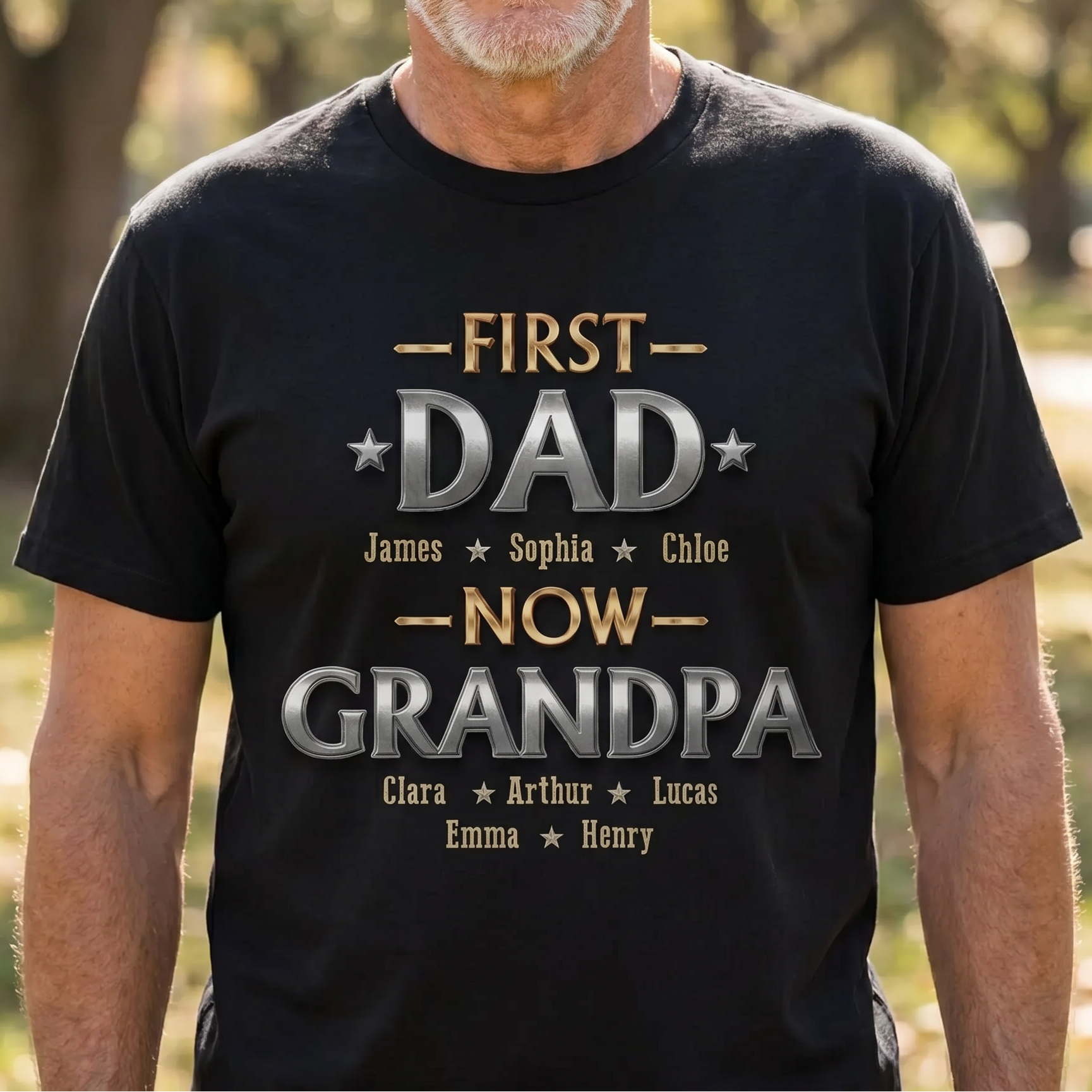 Personalized Dad Grandpa T-Shirt - Living The Best Title, Custom Unisex Tee, Father's Day Birthday Gift