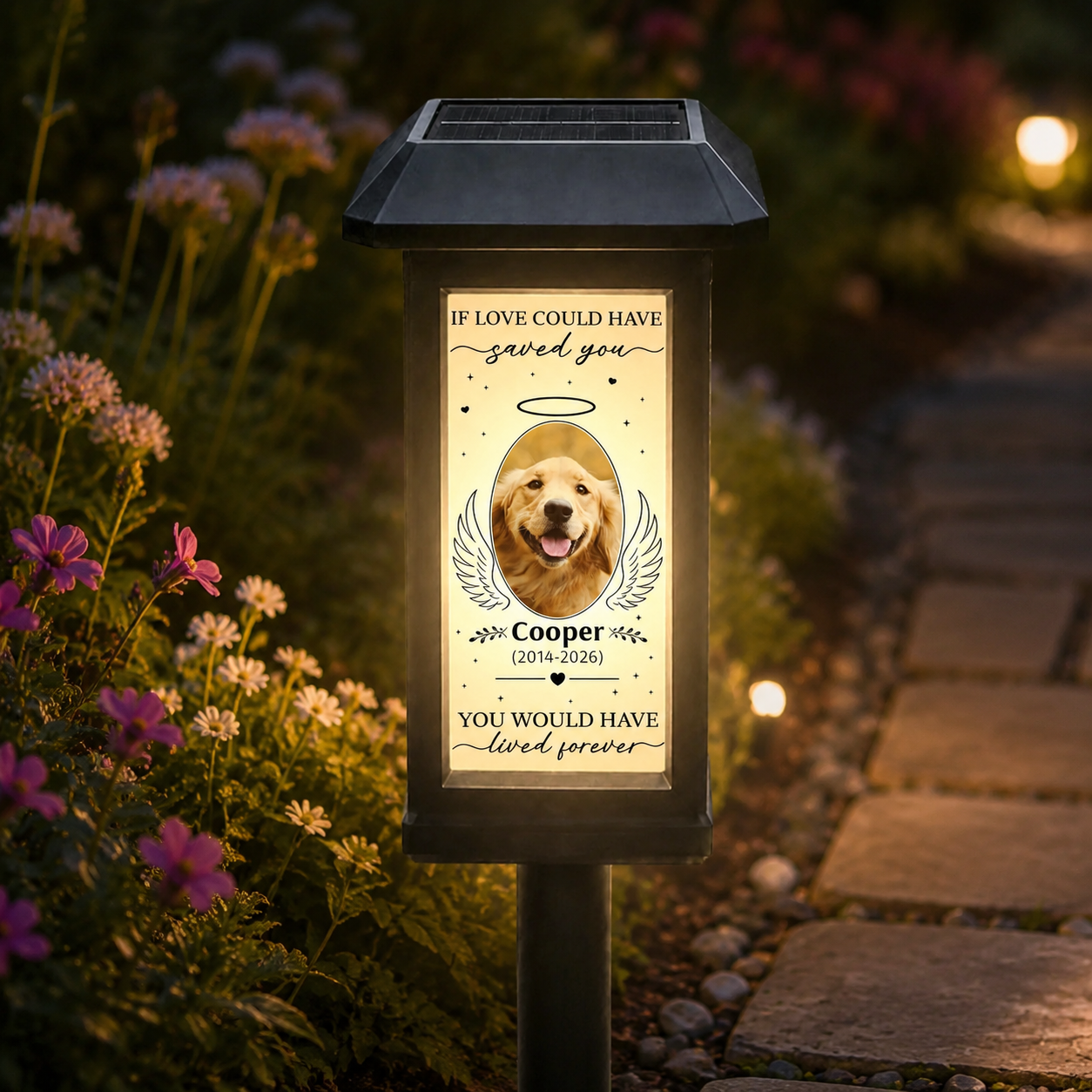 Personalized Pet Memorial Solar Light - If Love Could Have Saved You, Garden Memorial Gift for Loss of Pet