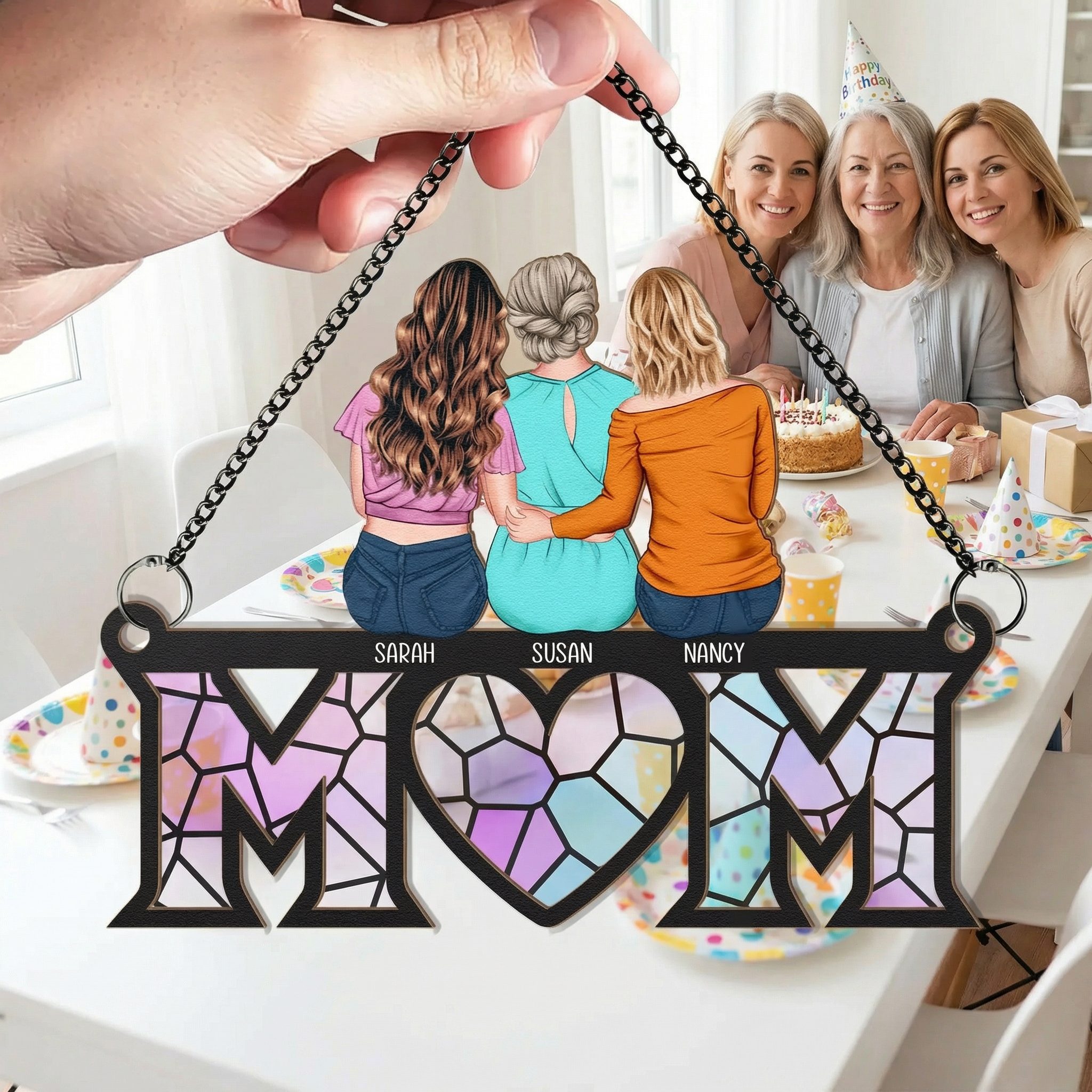Personalized Suncatcher for Mom - Custom Window Hanging Ornament, Mother's Day Birthday Gift for Her