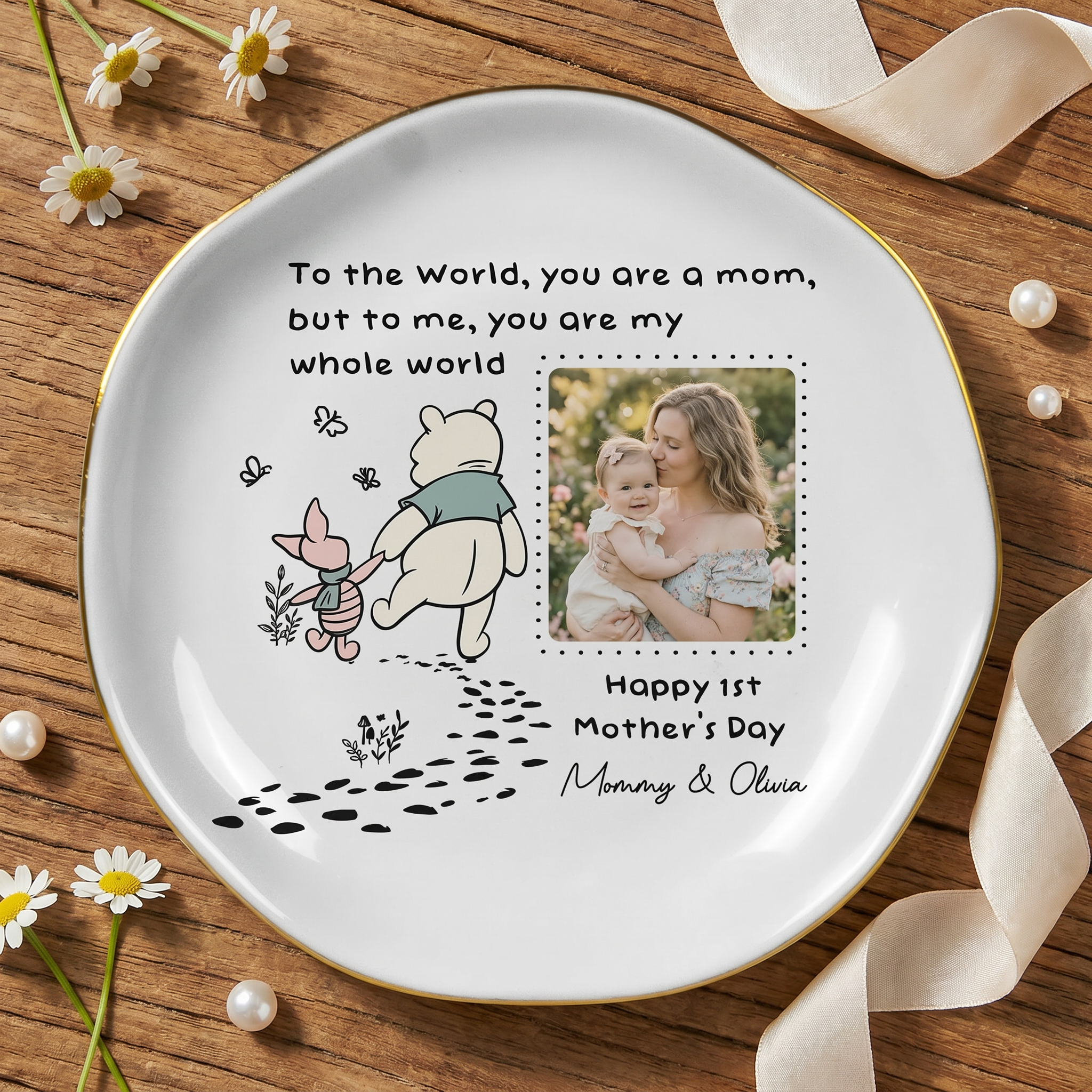 Personalized 1st Mother's Day Jewelry Dish - You Are My Whole World, Custom Trinket Tray for New Mom, First Mother's Day Keepsake