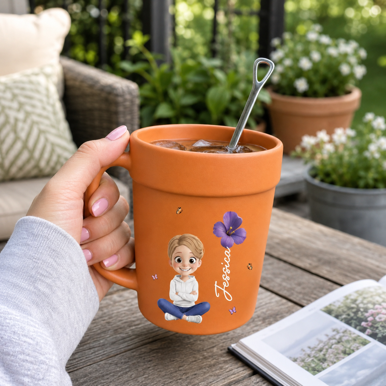 Personalized Gardeners Mug - My Little Green World, Custom Ceramic Plant Pot Mug, Birthday Gift
