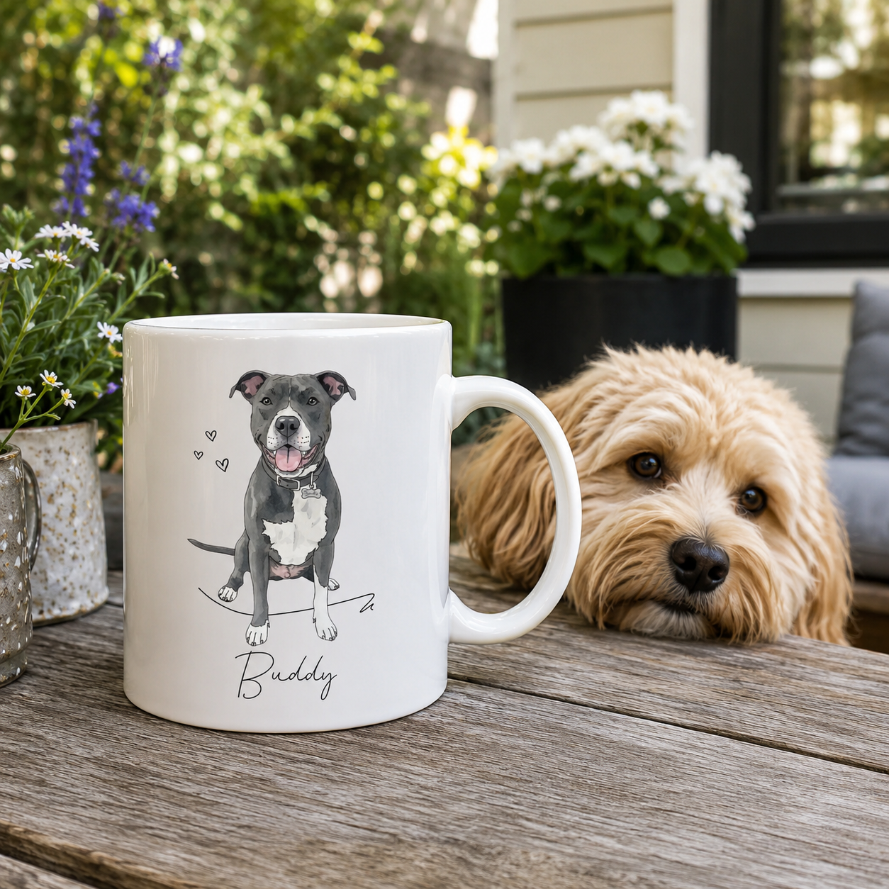 Personalized Watercolor Pet Mug - Custom Pet Portrait Gift for Dog Cat Lover