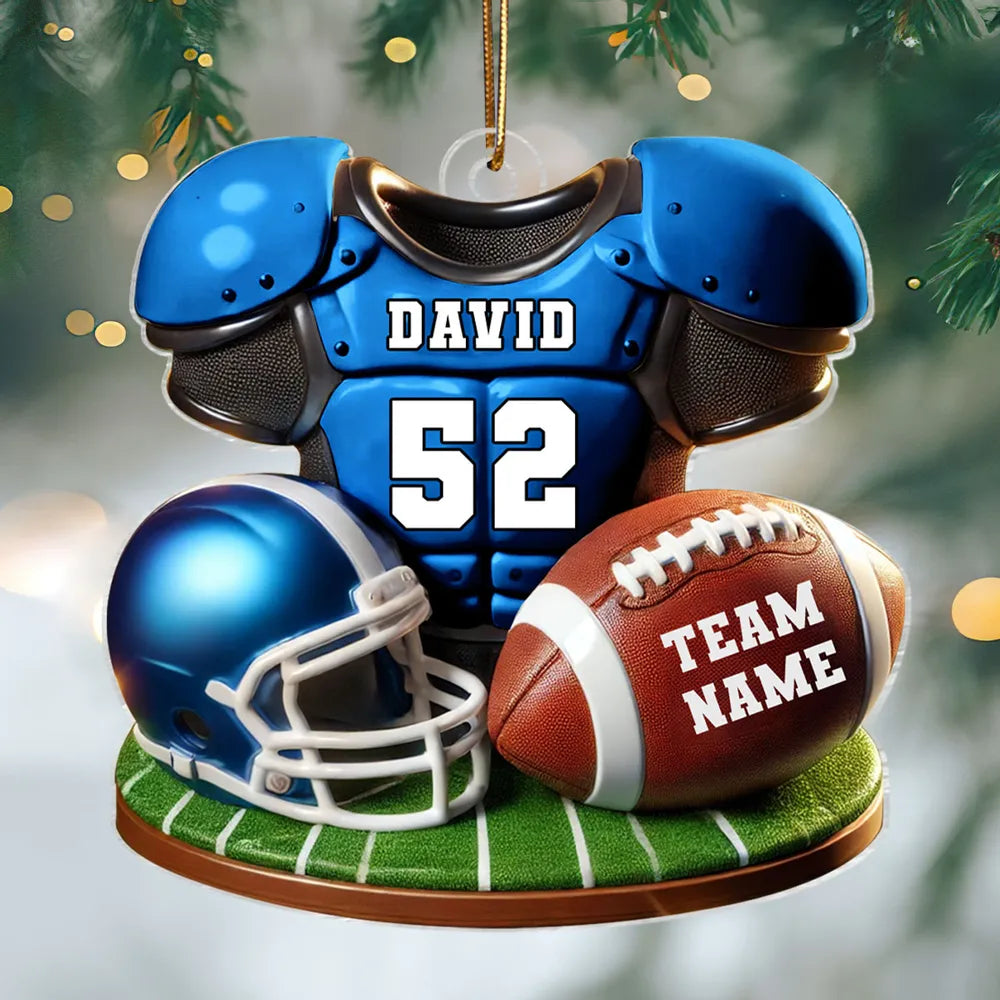 Football Jersey Uniform 3D Effect Personalized Acrylic Ornament, Christmas Gift For Son, Boyfriend, Gift For Him