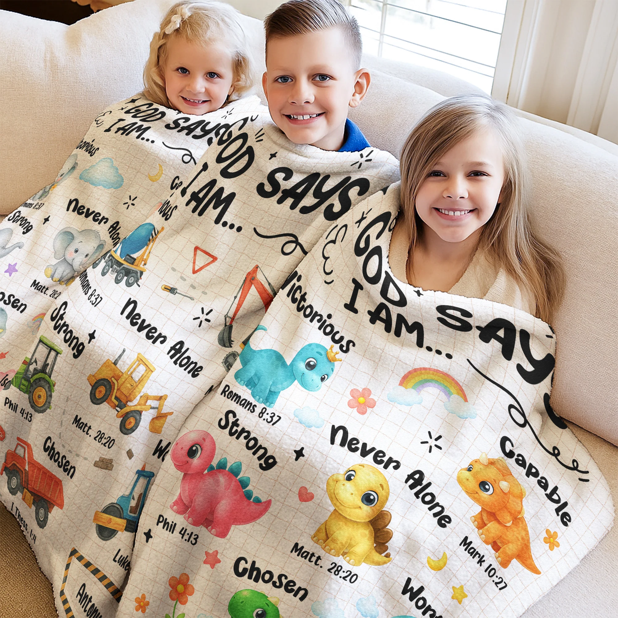 Kid God Says I Am - Personalized Blanket