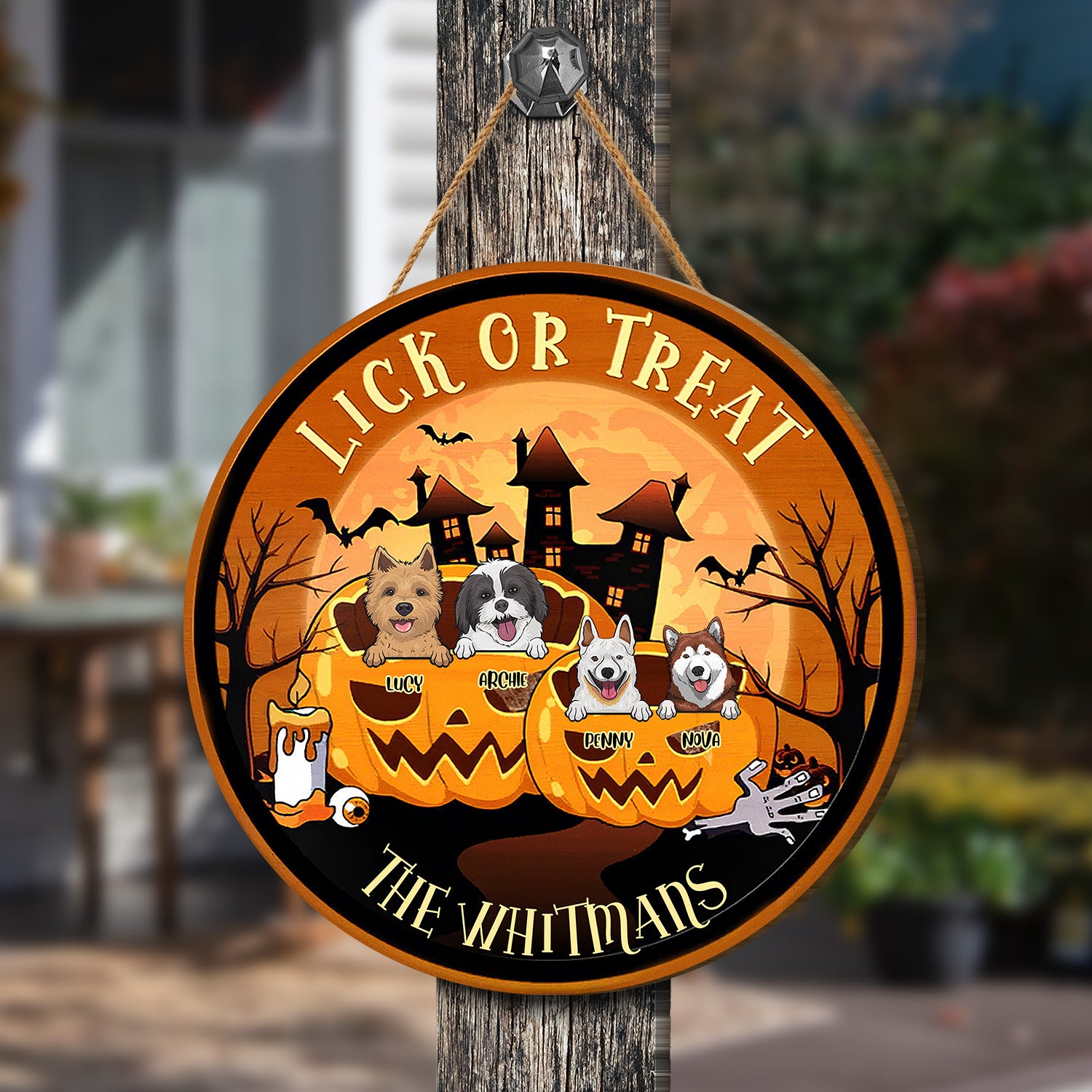 Happy Halloween - Lick Or Treat - Funny Personalized Door Sign
