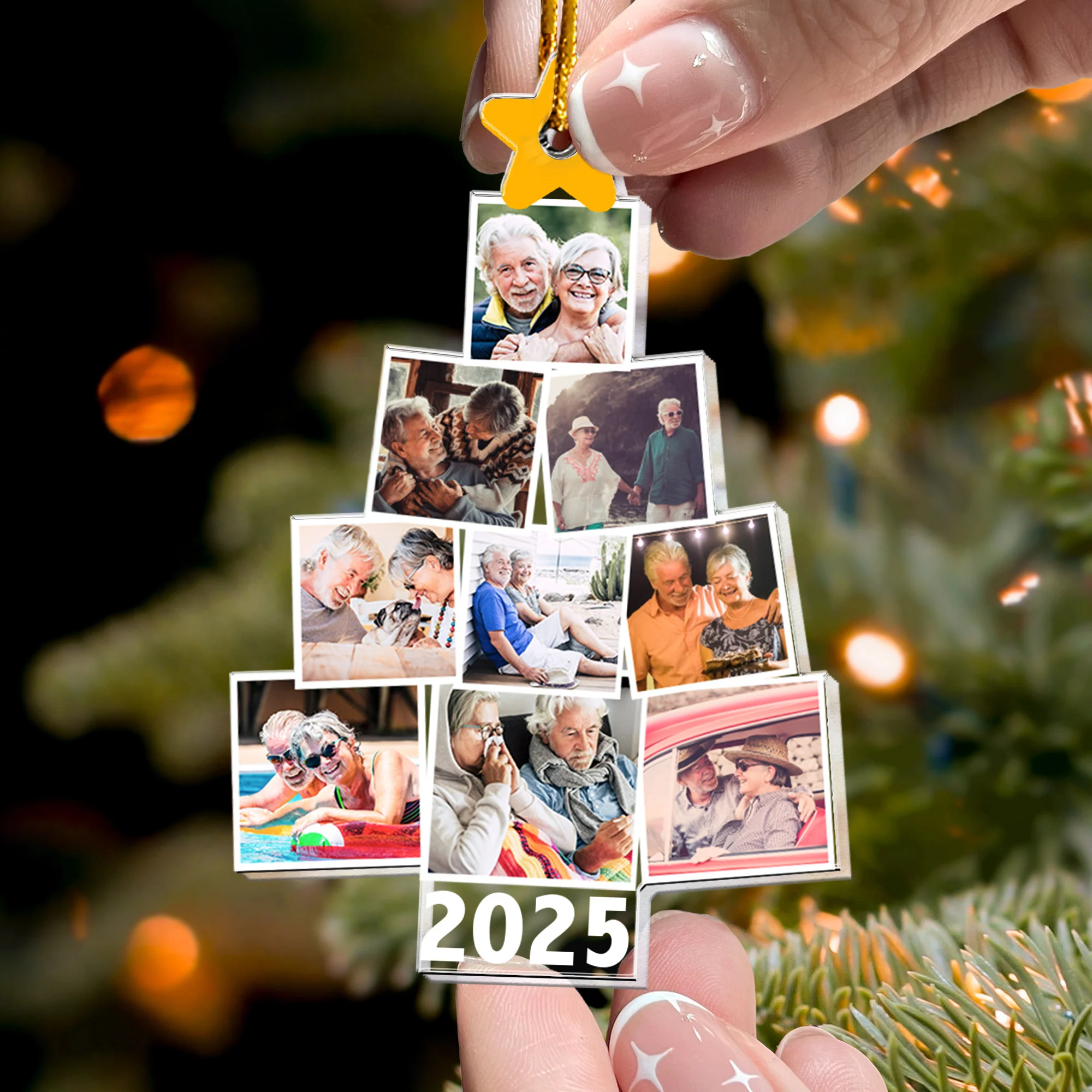 Photo Couple Christmas Tree - Personalized Acrylic Photo Ornament