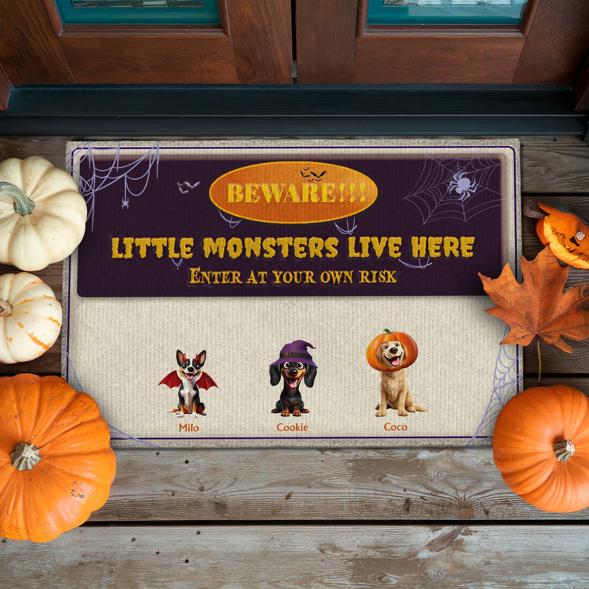 Beware Little Monsters In This Family - Personalized Doormat