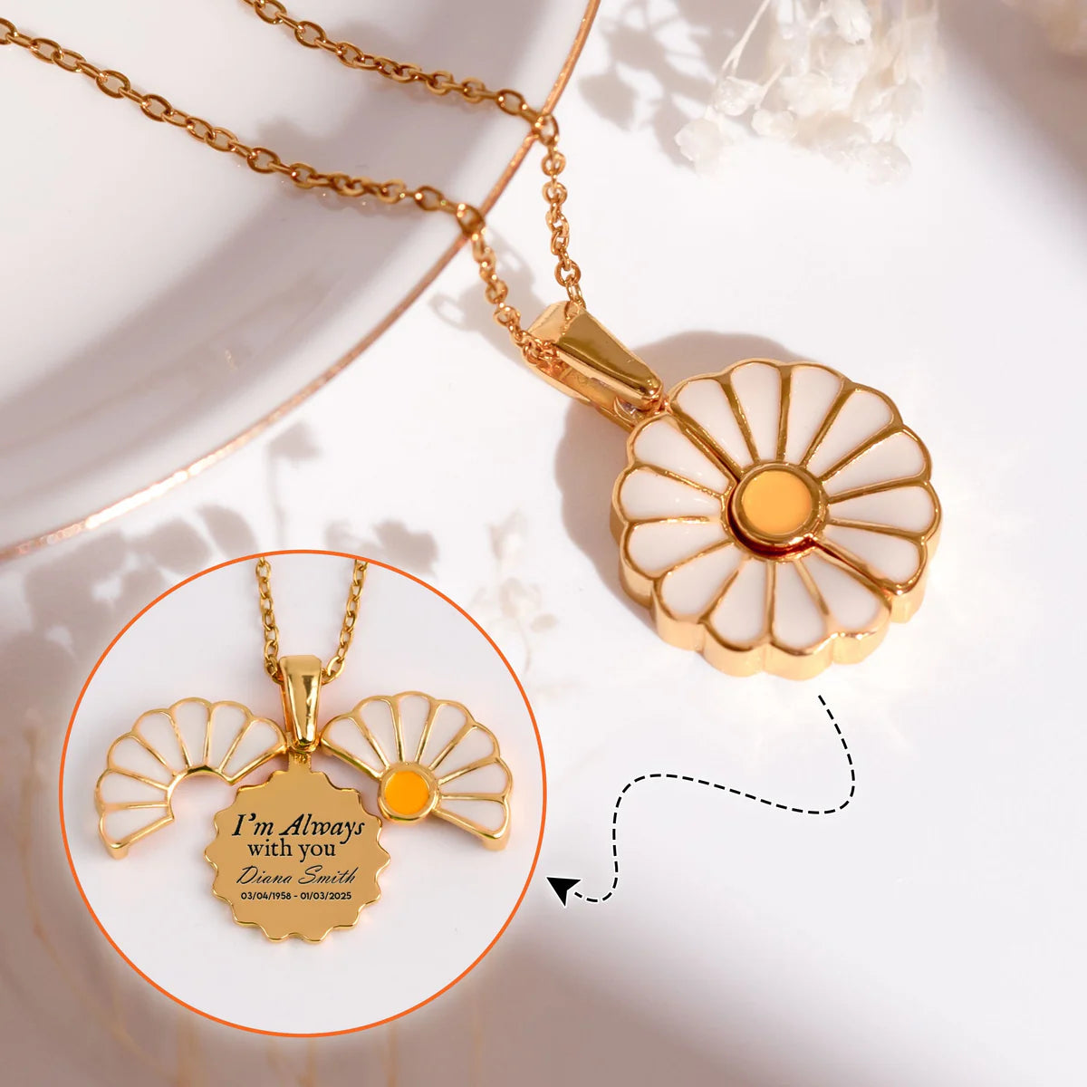 I'm Always With You - Personalized Daisy Necklace With Hidden Message