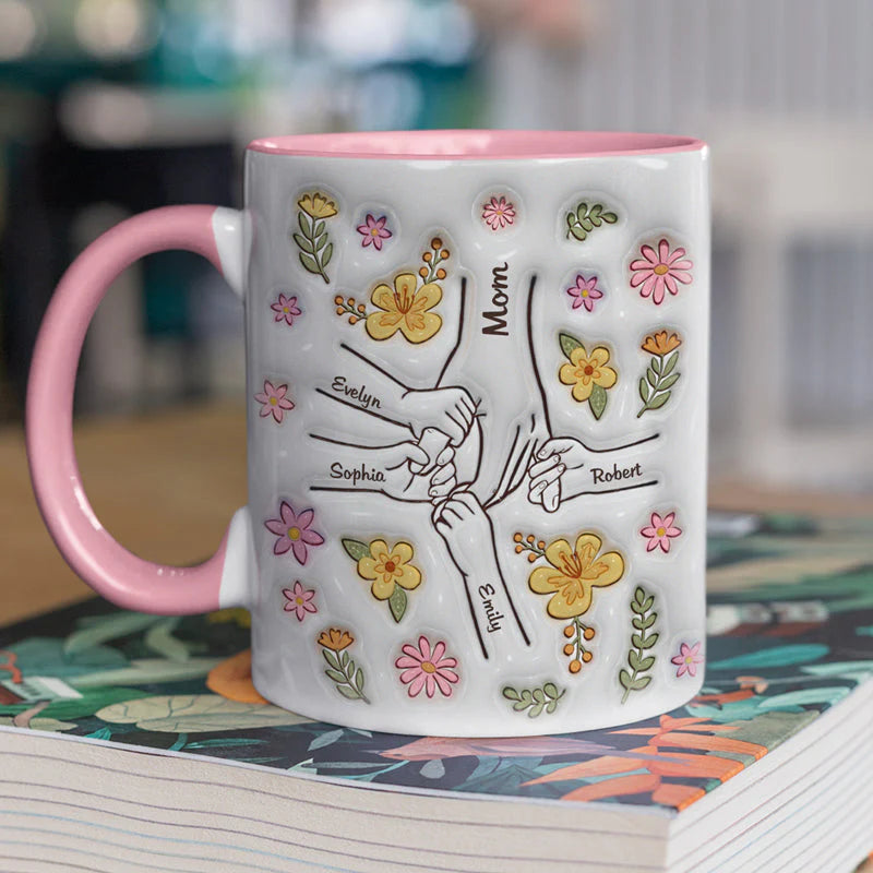 Holding Mom's Hand - Mother's Day, Gift For Mom, Grandma - Personalized Custom 3D Inflated Effect Printed Accent Mug