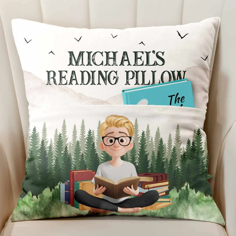 Reading Pillow For Him, Son - Personalized Pocket Pillow (Insert Included)