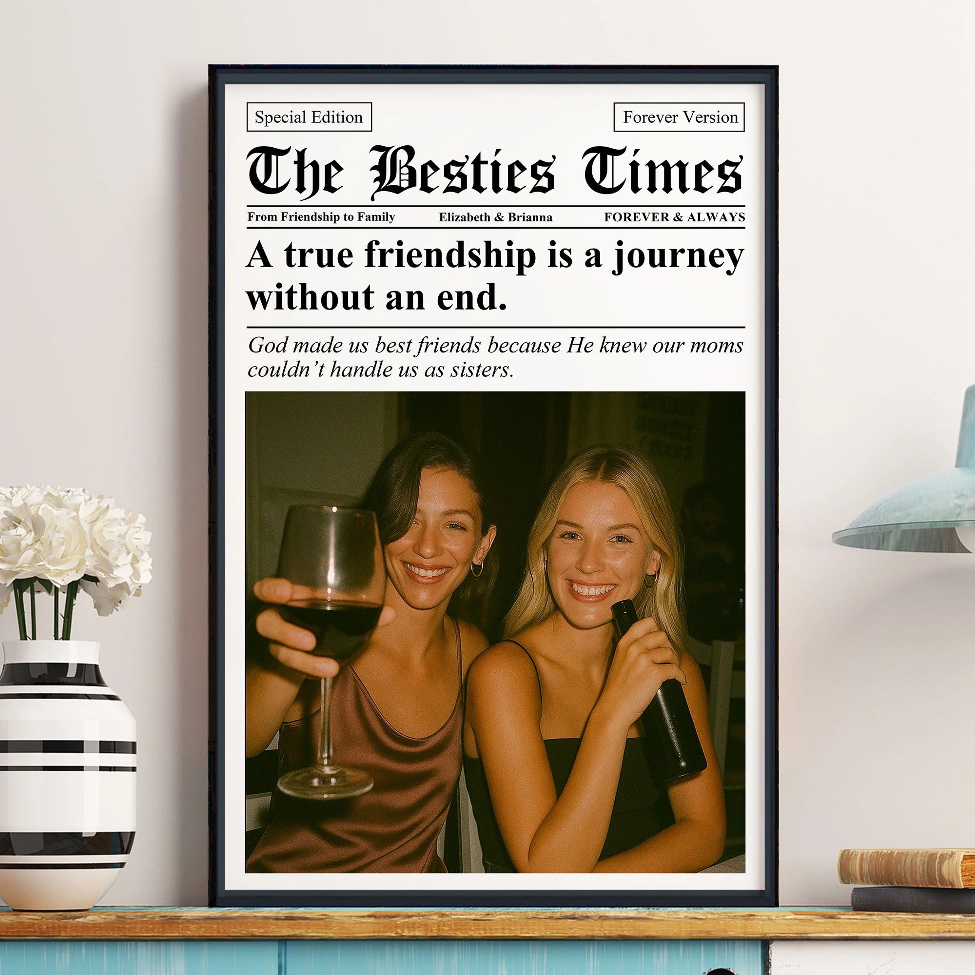 Newspaper The BFF Times - Upload Best Friend, Bestie Photo - Personalized Photo Poster/Canvas