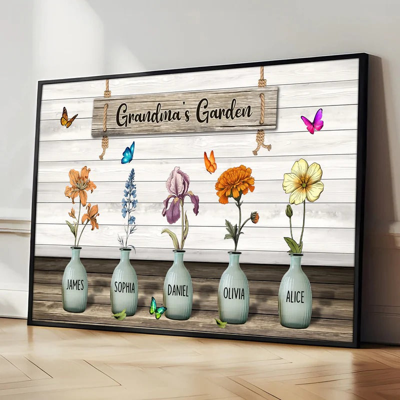Personalized Birth Month Flowers Poster – Thoughtful Gift for Grandma, Mom, and Auntie