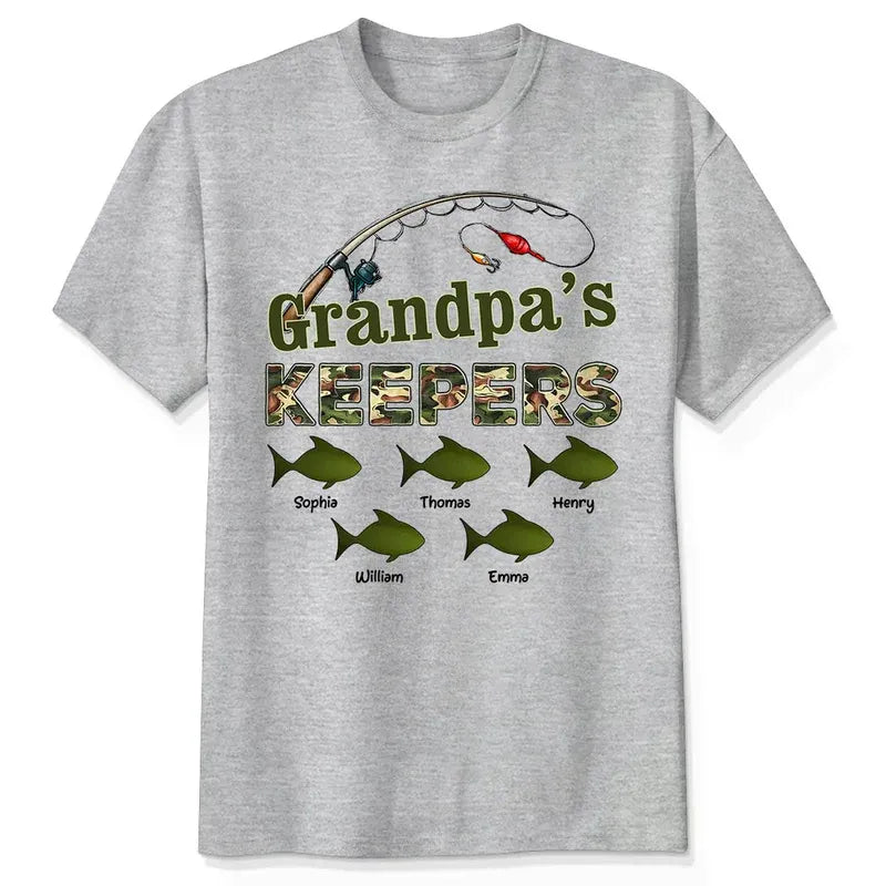 Grandpa‘s Keepers Camouflage Pattern Fishing Personalized Shirt, Unique 2025 Father's Day Gift For Grandpa, Dad