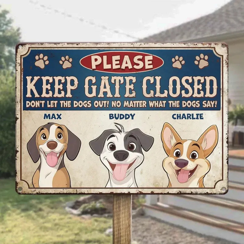 Escape Artists At Work - Dog Personalized Custom Home Decor Metal Sign - Father's Day, House Warming Gift For Pet Owners, Pet Lovers