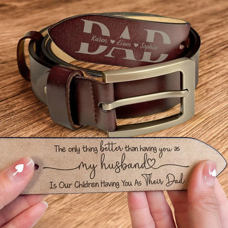 Thoughtful Father’s Day Gift – Custom-Engraved Leather Belt from Wife