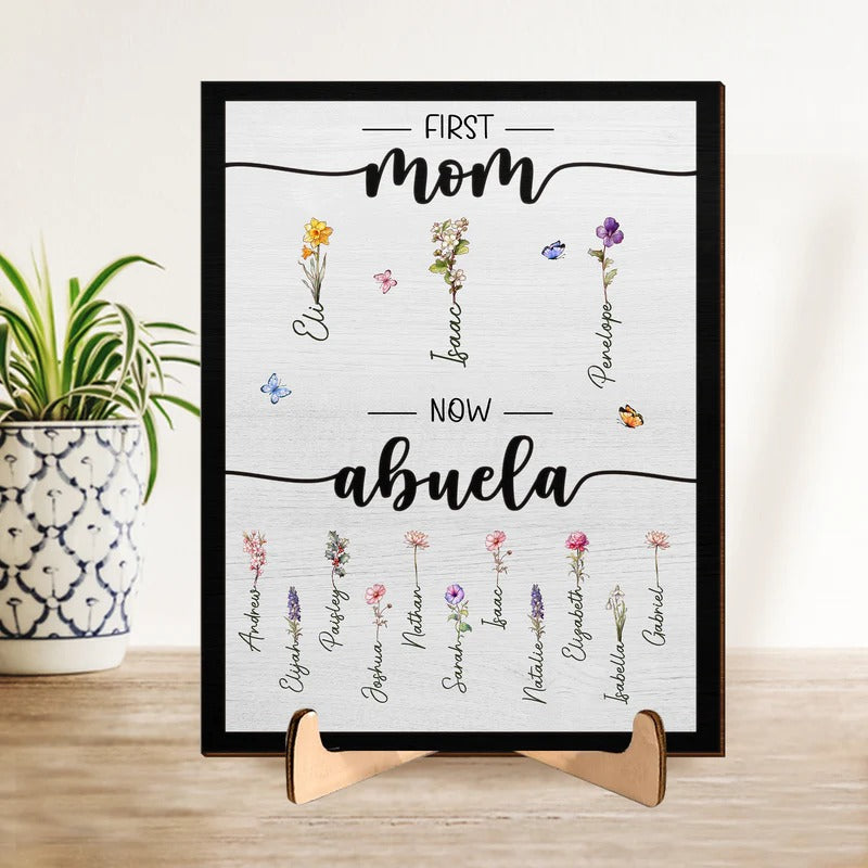 Gift to Grandma from Mom - Personalized Custom 2-Layered Wooden Plaque With Stand - Housewarming Gift For Mom, Grandma