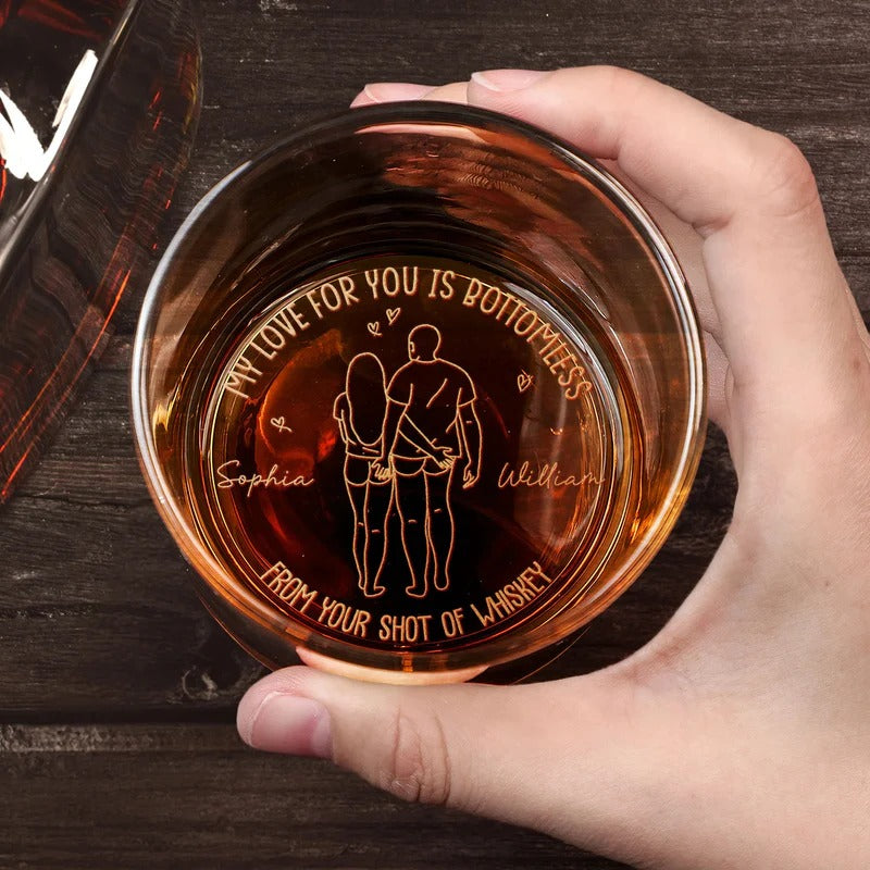 My Love For You Is Bottomless - Personalized Engraved Whiskey Glass