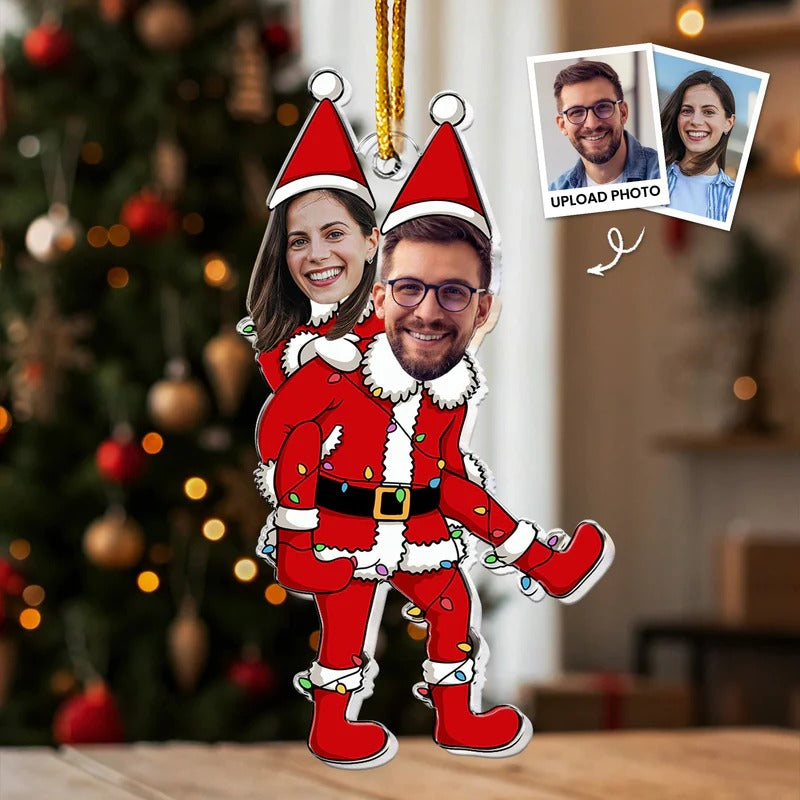 Couple Funny Elf - Personalized Acrylic Photo Ornament