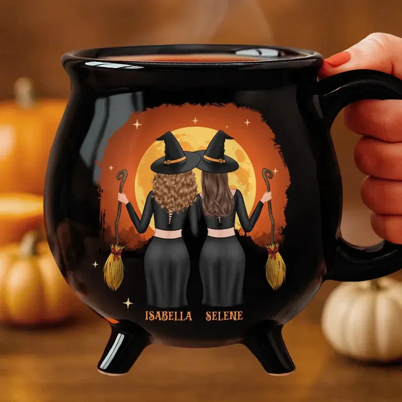 Custom 12oz Ceramic Cauldron Coffee Mug - Personalized Halloween Witchy Gifts For Besties, Sisters, BFF, Family, Yourself - Best Witches Forever