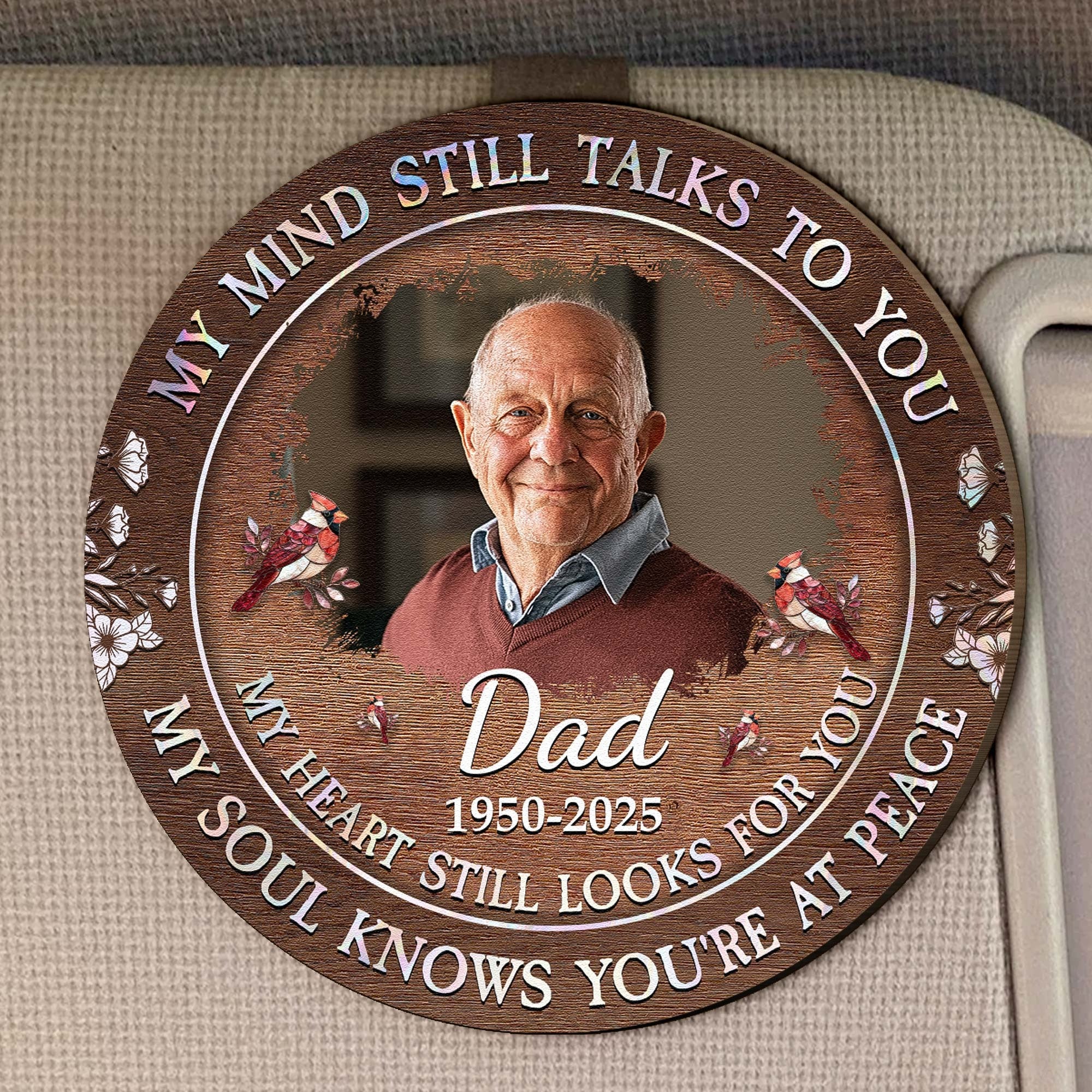 My Mind My Heart My Soul Dragonfly Ver - Personalized Wooden Photo Car Visor Clip