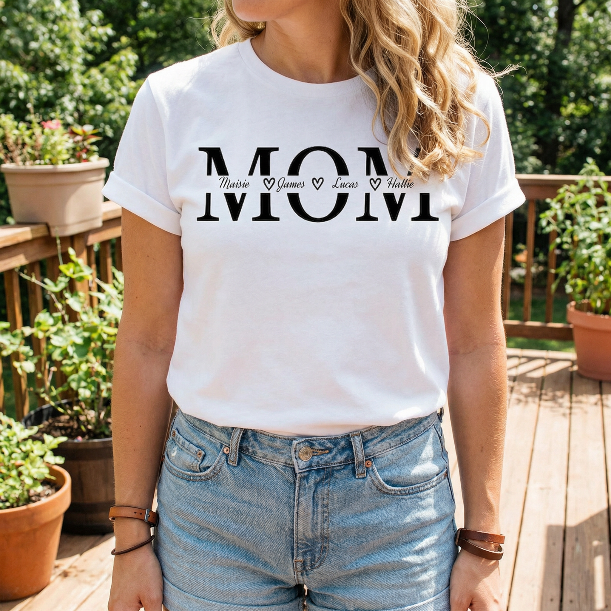 Personalized Mom Shirt with Kids' Names | Custom Mama T-Shirt for Mother's Day & Gifts
