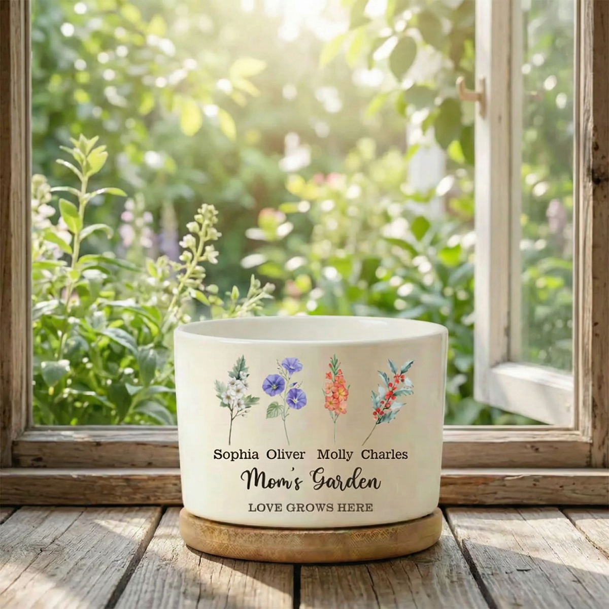 Custom Pot Personalized Birth Flower Plant Pot | Custom 'Grandma's Garden' Mini P ...