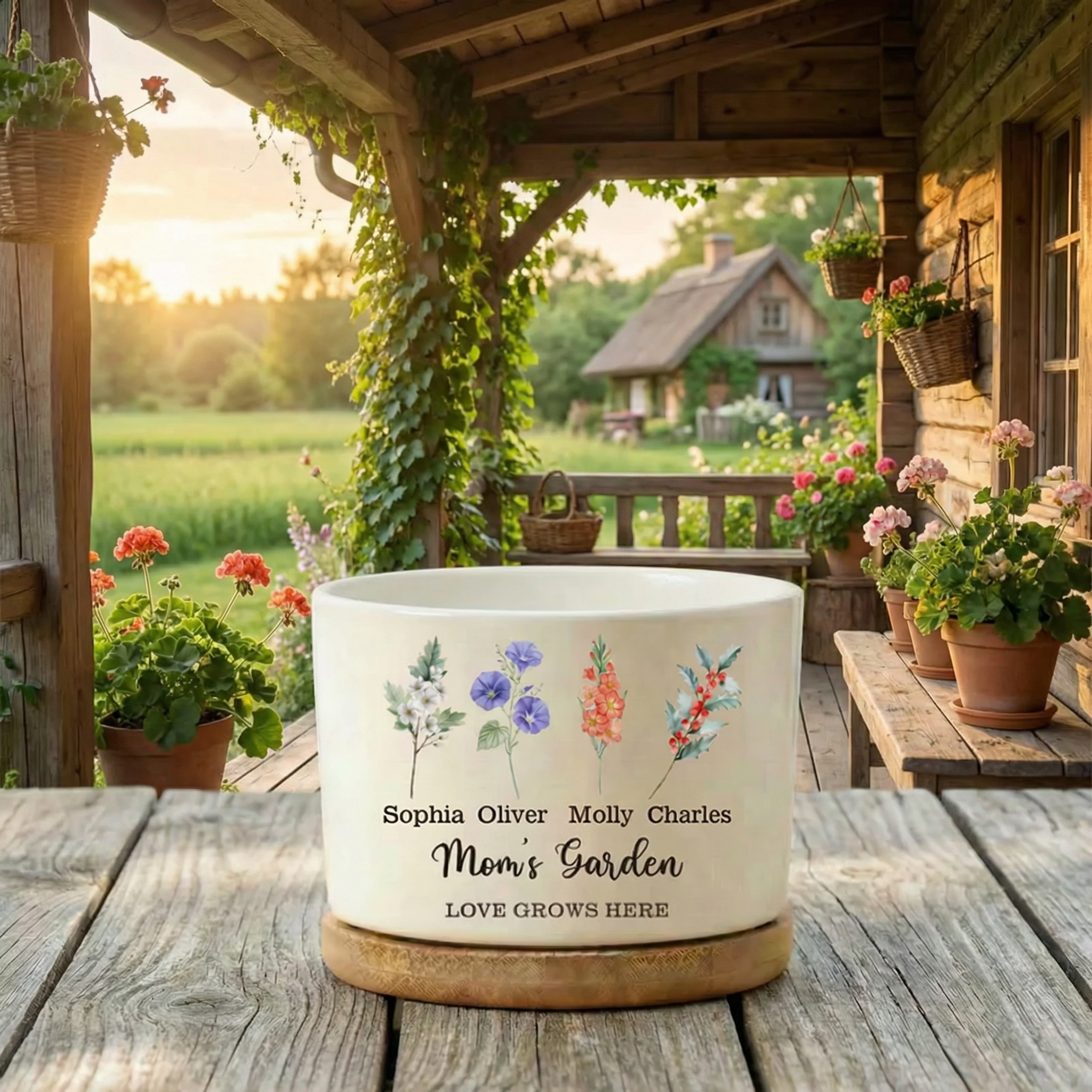 Personalized Birth Flower Plant Pot | Custom 'Grandma's Garden' Mini Pot for Mom & Nanny | Mother's Day Gift
