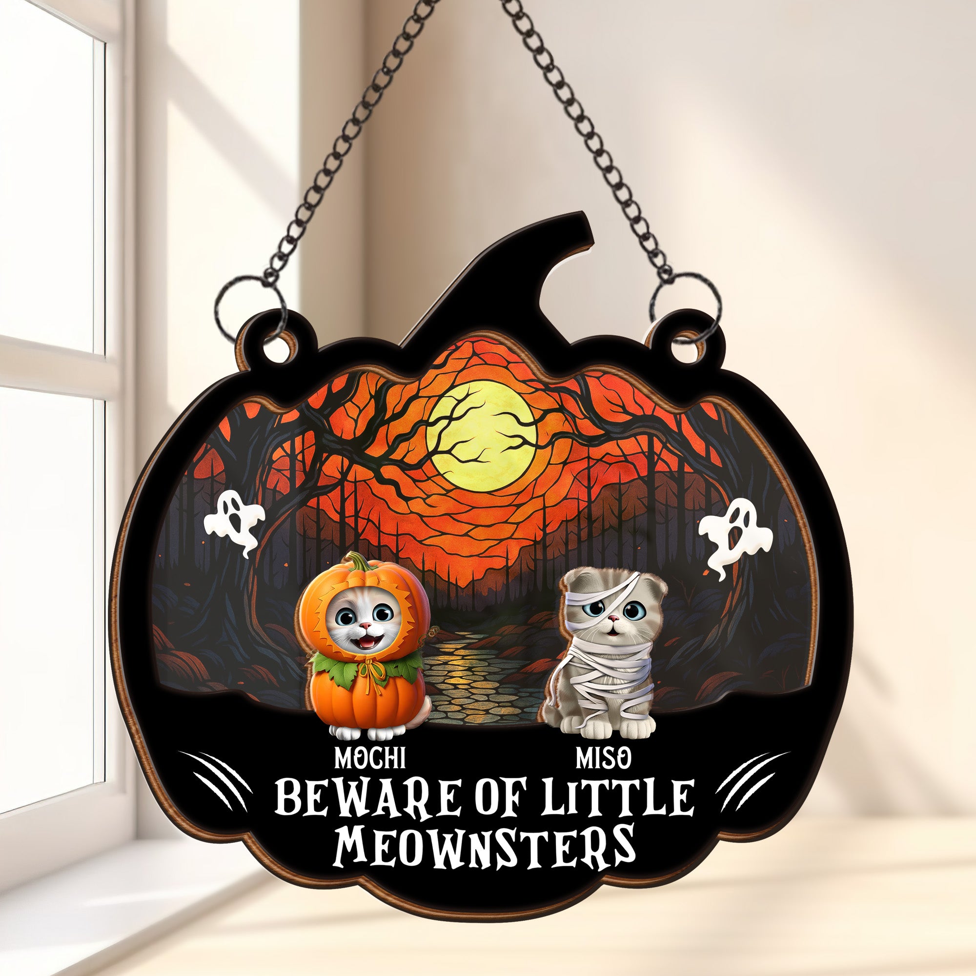 Beware Of Little Woofsters & Meownsters - Personalized Window Hanging Suncatcher Ornament